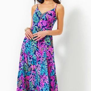 Lilly Pulitzer Joellane Tiered Maxi Dress Aegean Navy Calypso Coast